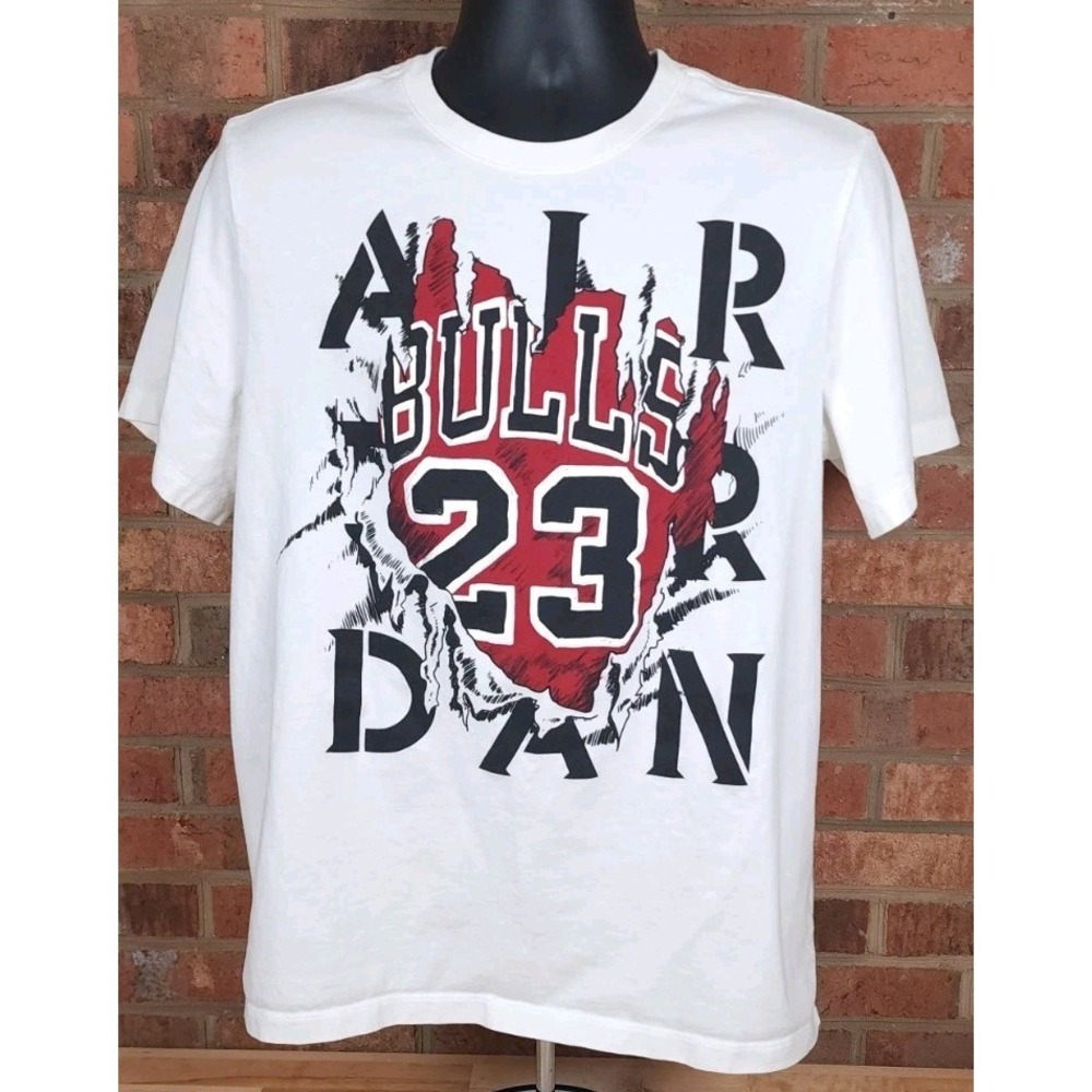 Nike Michael Jordan No 23 Chicago Bulls Air Superman Large White T-Shirt